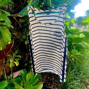 CLUB MONACO black and white striped breton 100% silk tank with side seam detail